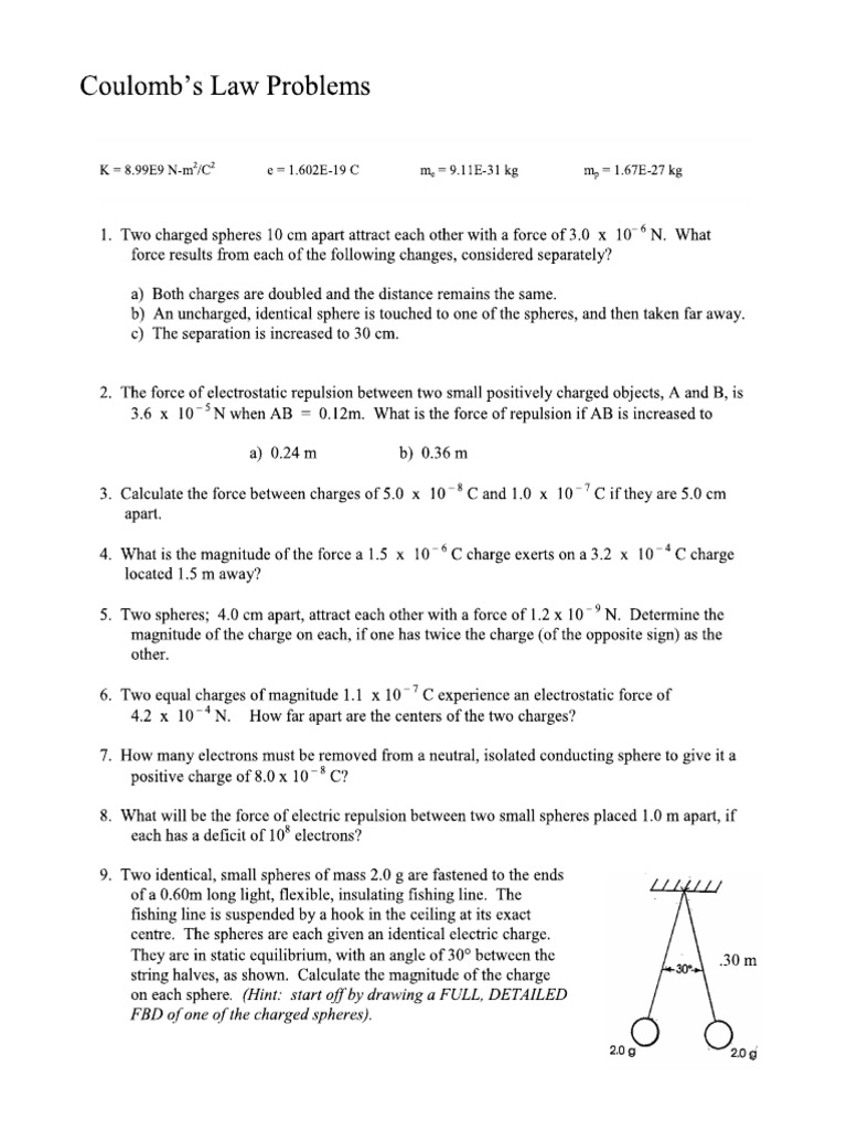 Coulombs Law Worksheet Coulomb's Law | Formula + Definition