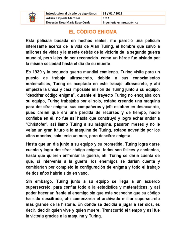 El Código Enigma | PDF | Alan Turing