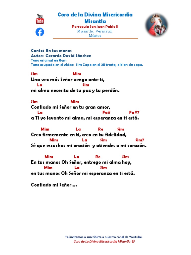 ENTRADA en Tus Manos Letra y Acordes PDF