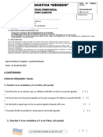 Evaluación Matemáticas Sexto Año 2