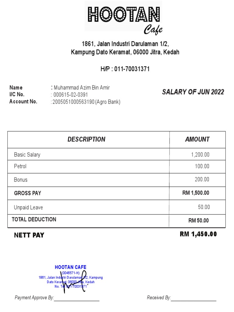 Slip Gaji Kedai Makan PDF