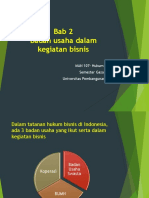 Bab 2 Badan Usaha Dalam Kegiatan Bisnis: MAN 107-Hukum Bisnis Semester Gasal 2017 Universitas Pembangunan Jaya