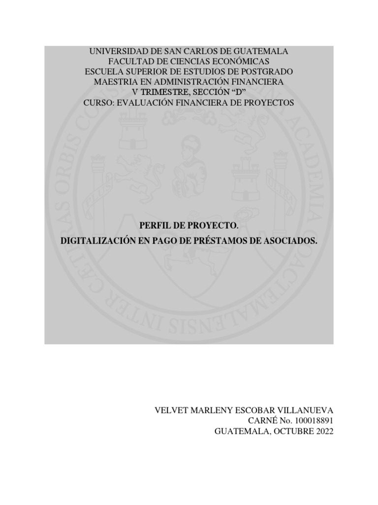 Perfil de Proyecto | Descargar gratis PDF | Bancos | Cooperativa