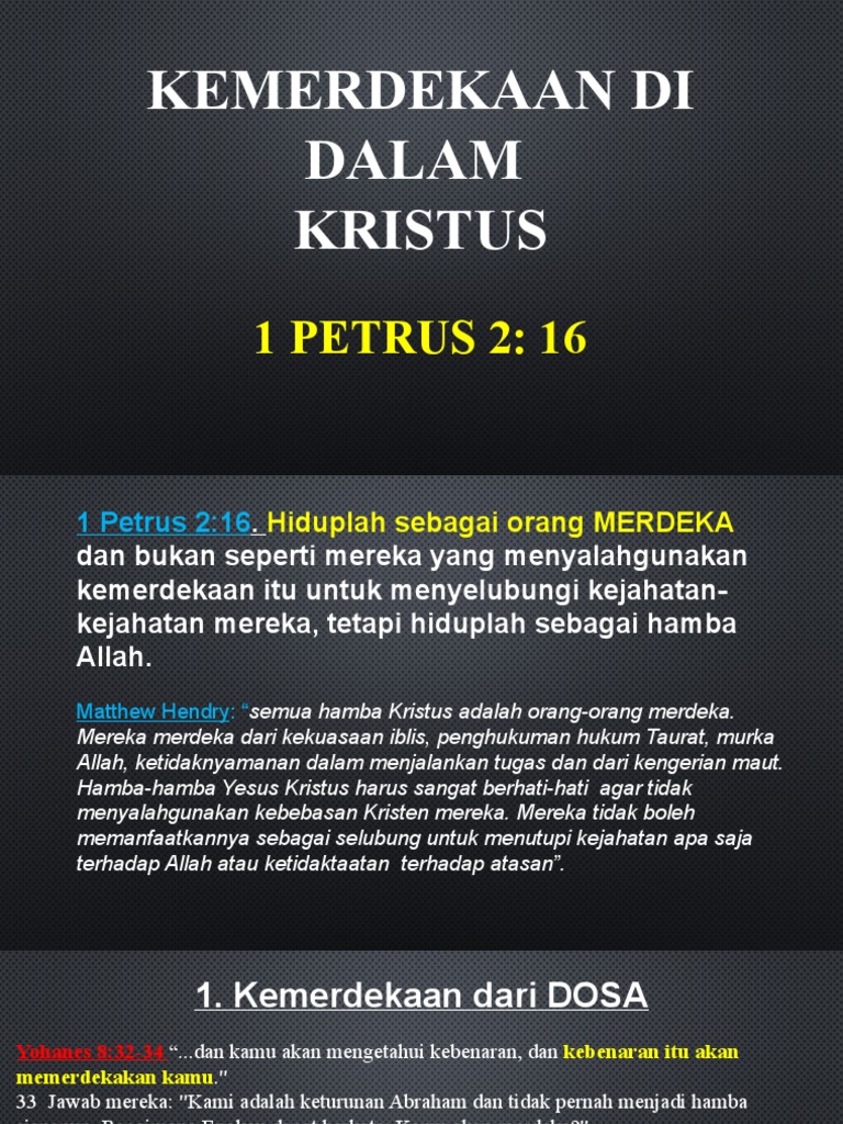 KEMERDEKAAN DALAM KRISTUS - PPSX | PDF