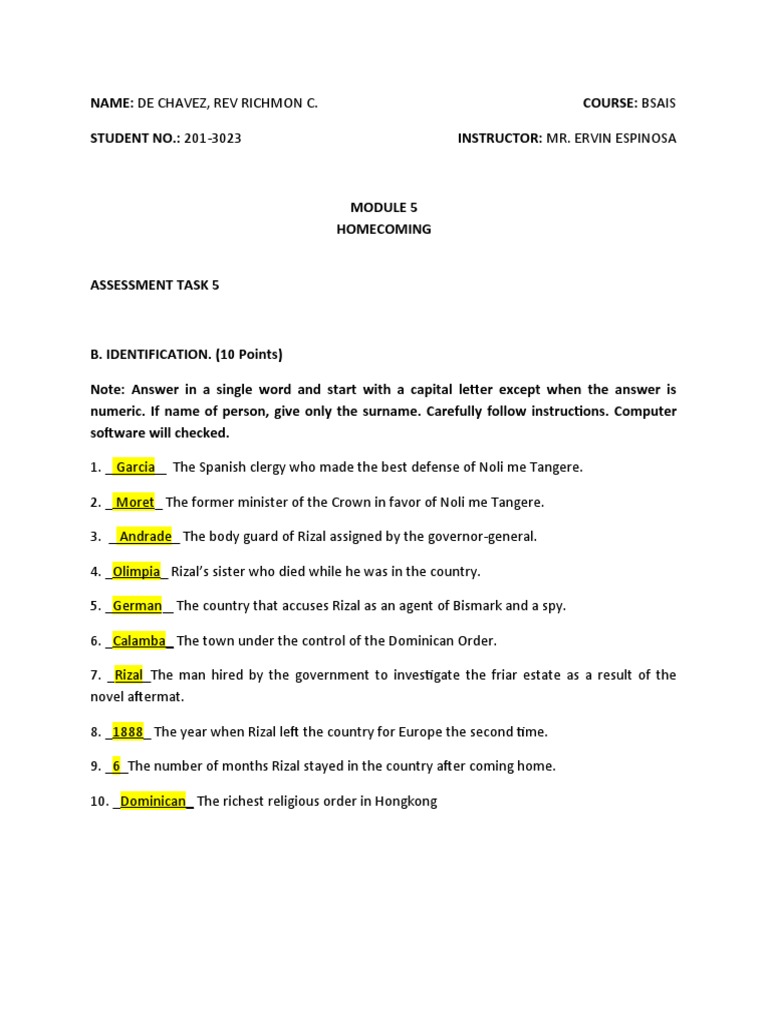 Gem - Assessment Task 5 - Bsais - de Chavez, Rev Richmon C. | PDF ...