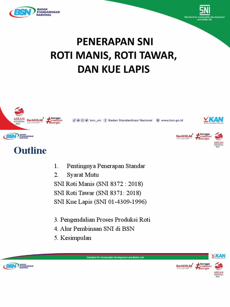 SNI Bina UMK - Roti Manis Tawar Kue Lapis | PDF
