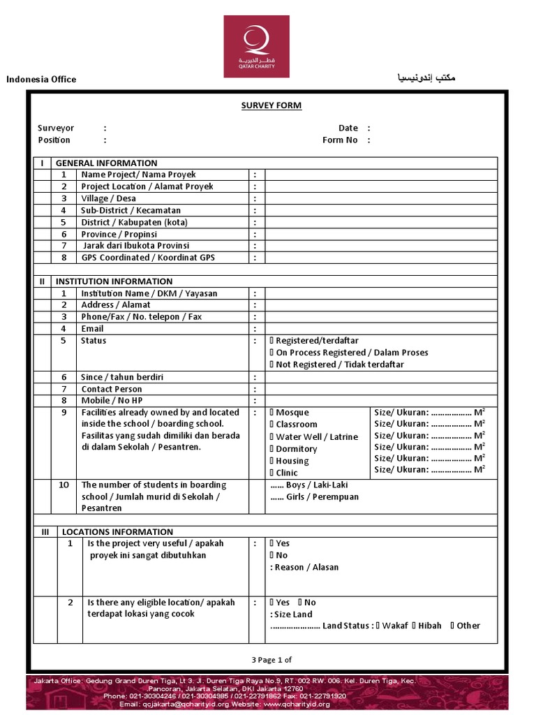 Indonesia Office Survey Form | PDF