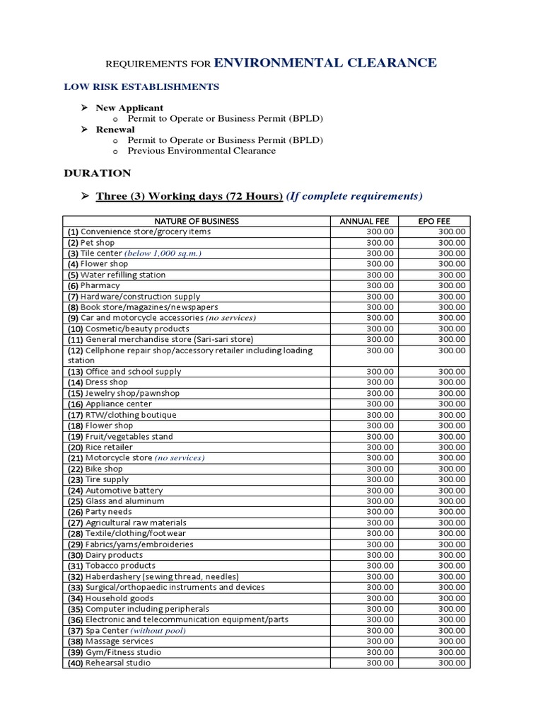 Environmental Clearance Requirements Guide | PDF