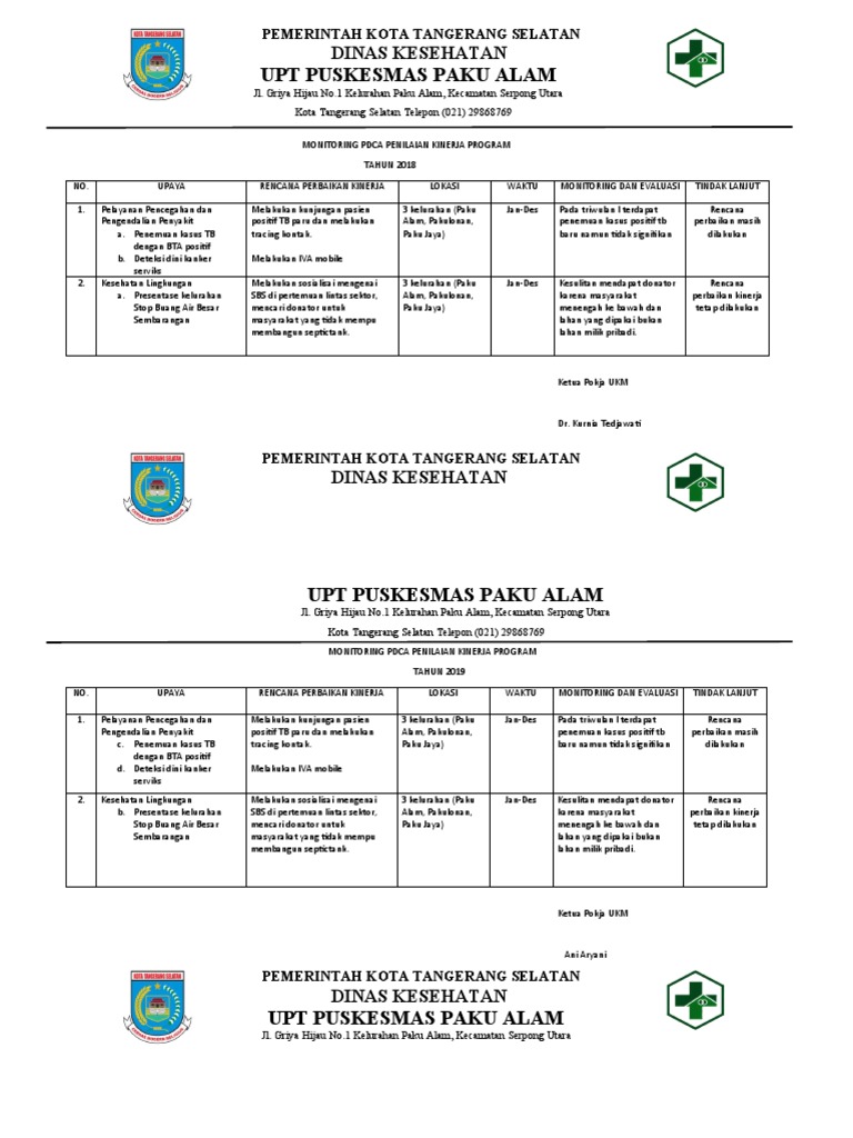 Monitoring Pdca Penilaian Kinerja Program PDF