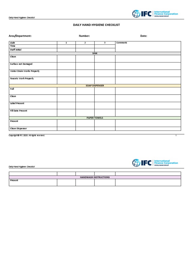 Hand Hygiene Checklist Daily | PDF | Science & Mathematics