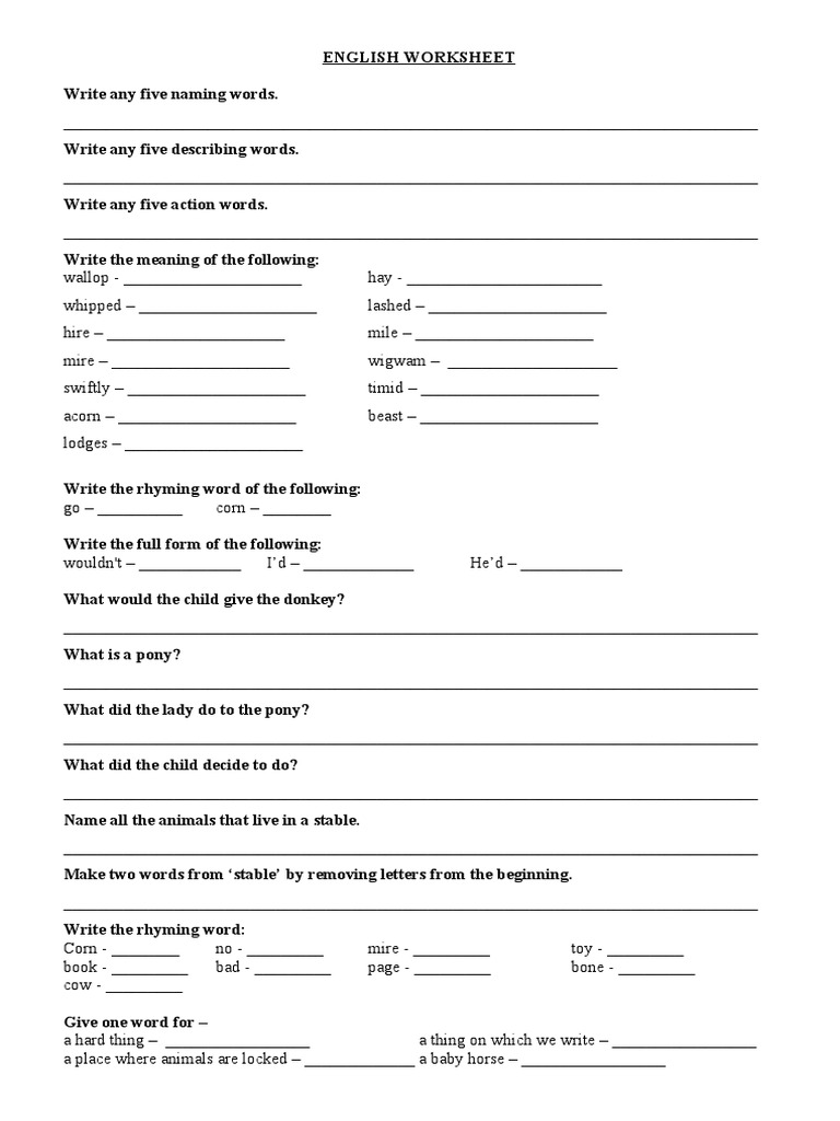 English Language Skills Worksheet | PDF | Trees