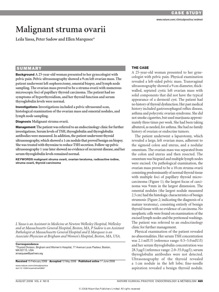 Malignant Struma Ovarii | PDF | Ovarian Cancer | Thyroid