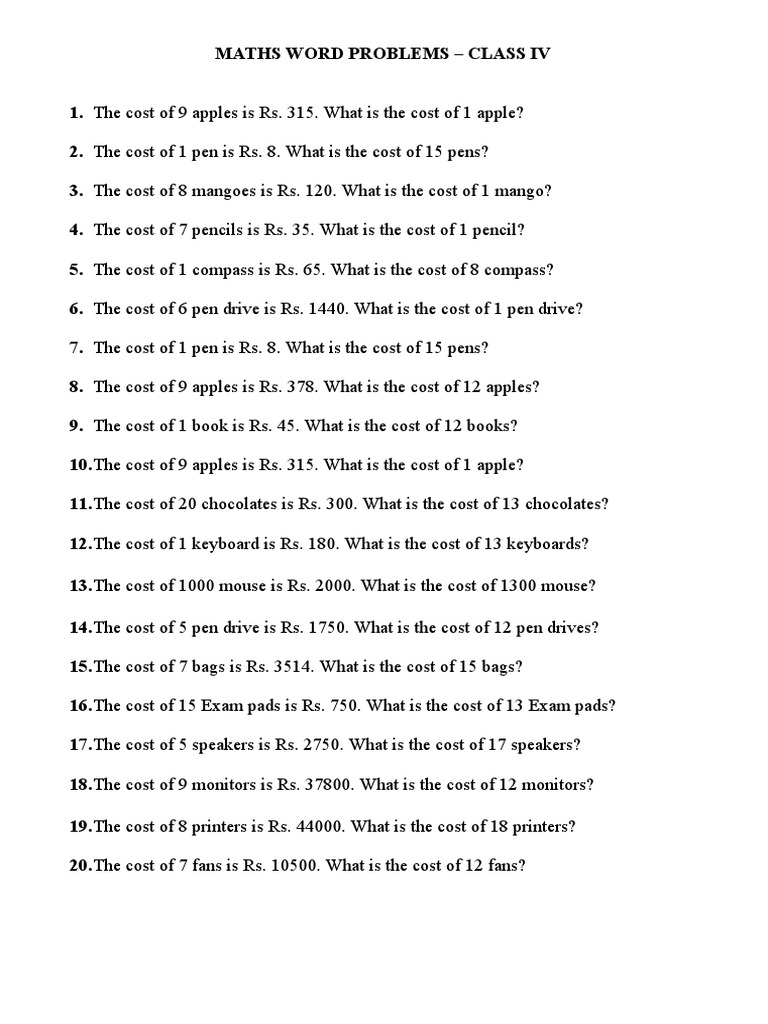 Maths word problems for aditya pdf