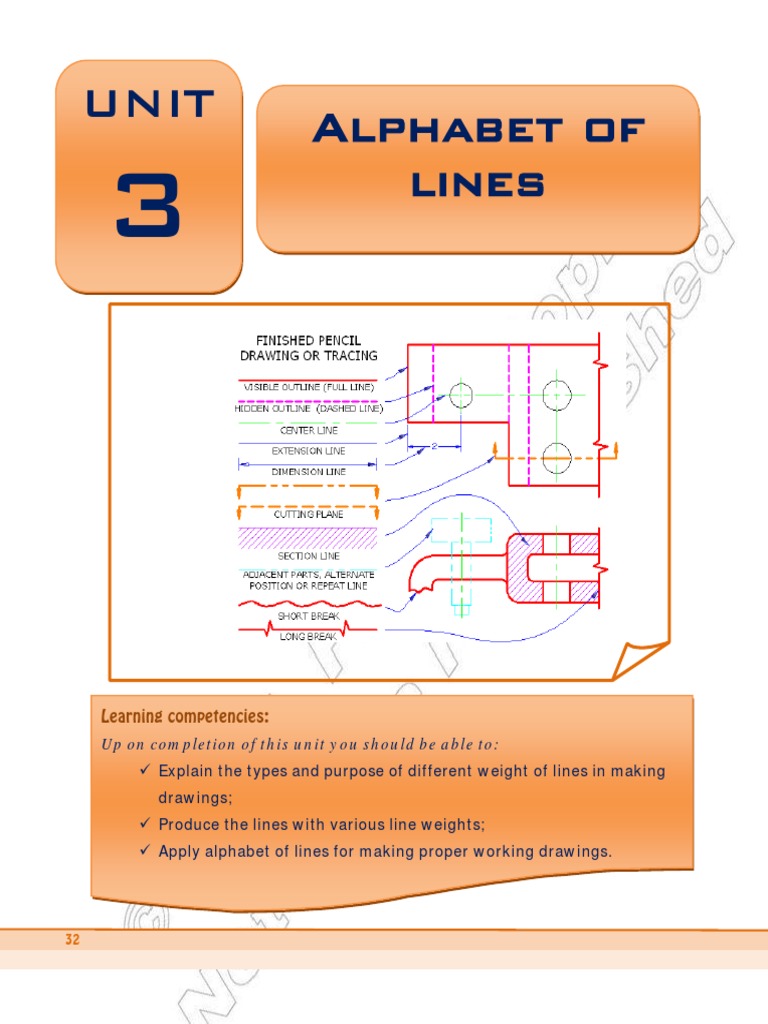 Unit 3-Alphabet of Lines PDF, PDF, Technical Drawing