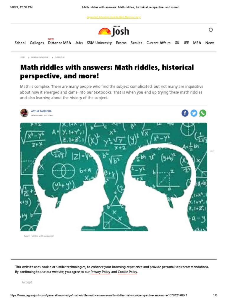Math Riddles With Answers - Math Riddles, Historical Perspective, and ...