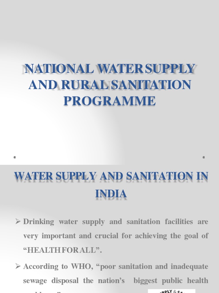National Water Supply & Sanitation Goals | PDF | Sanitation | Drinking ...