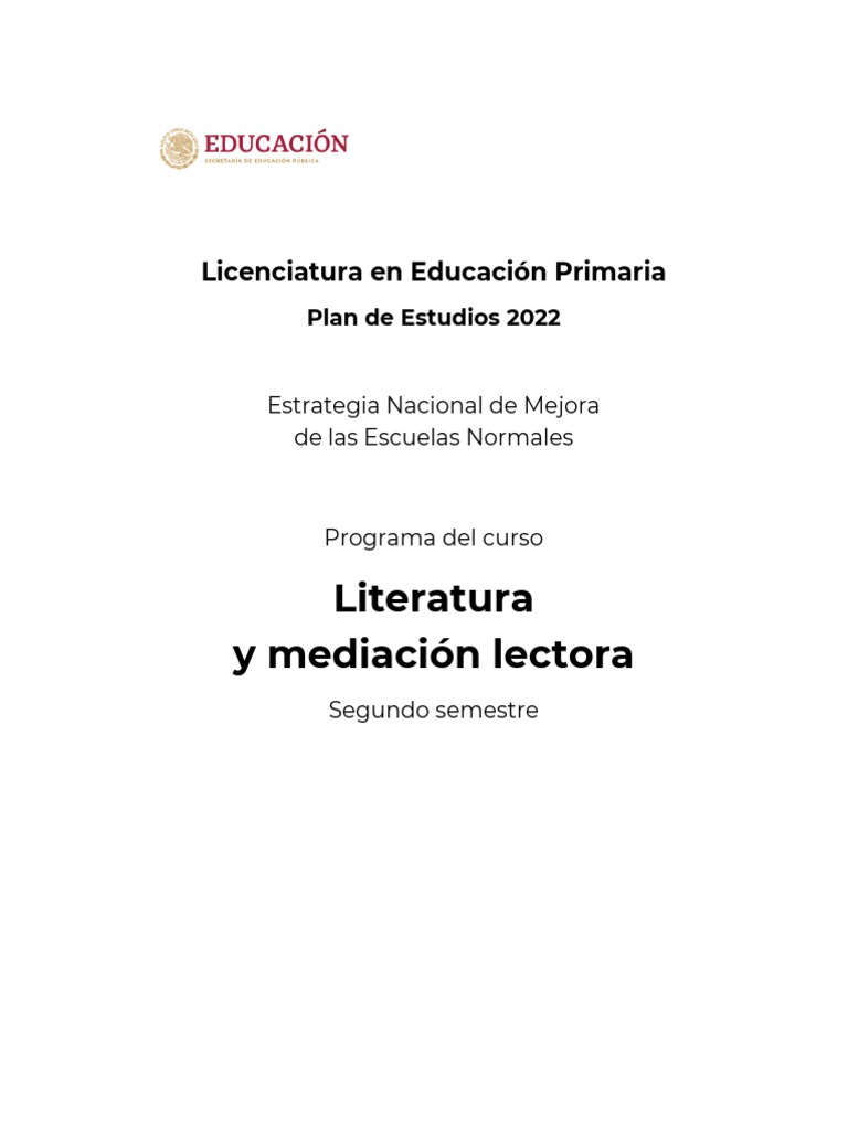 Curso de Literatura y Mediación Lectora | PDF | Plan de estudios ...