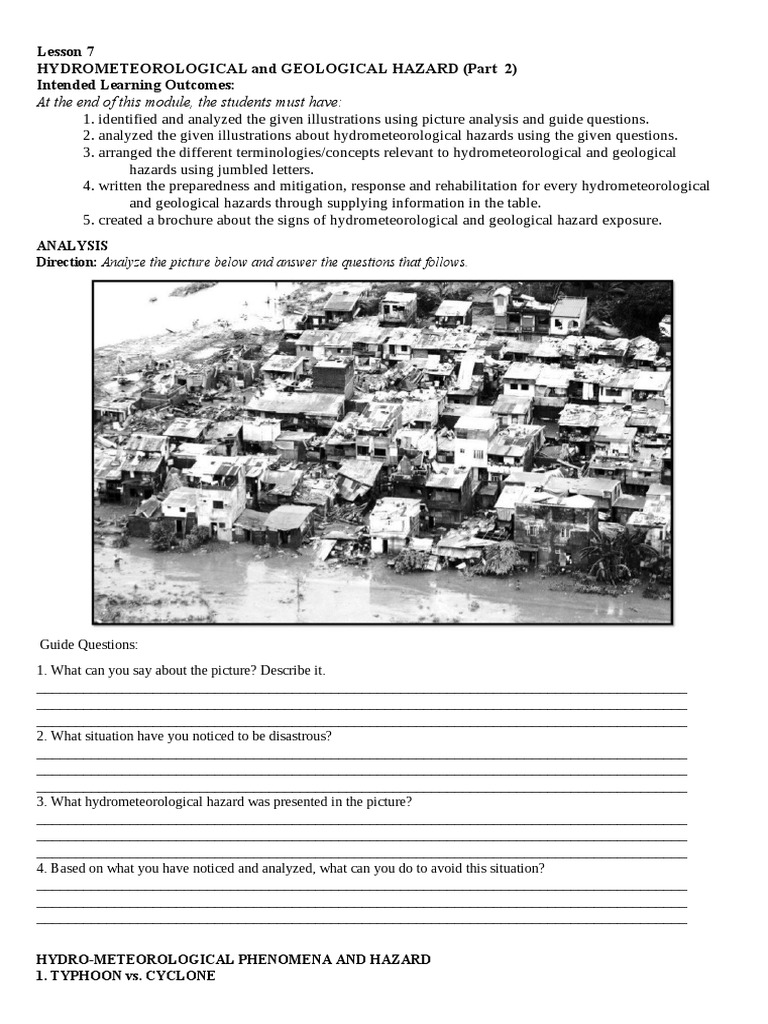 Lesson 7 Hydrometeorological And Geological Hazard Part 2 Pdf