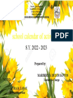 School Calendar of Activities