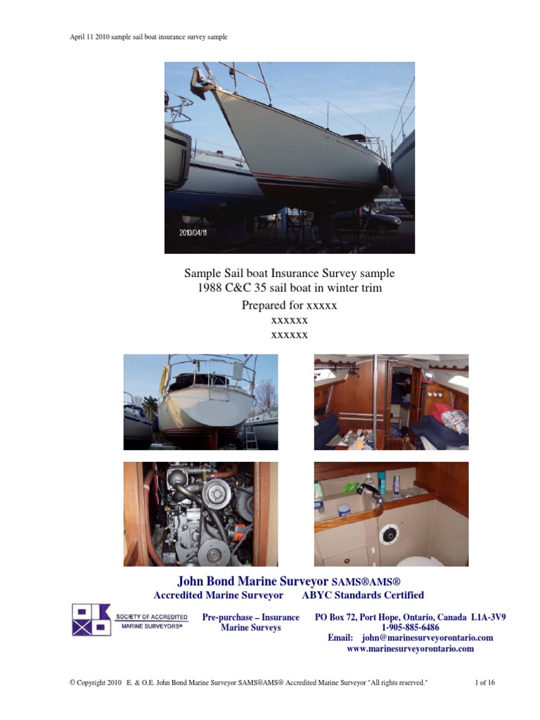 Sample Sailboat Marine Survey Report PDF Rigging Direct Current