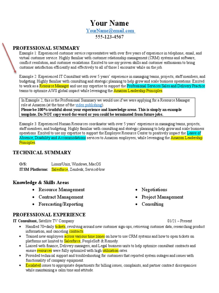 AMAZON Resume Example PDF Sales - 1703272291
