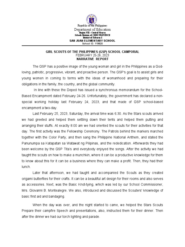 GSP School Camporal Narrative Report | PDF