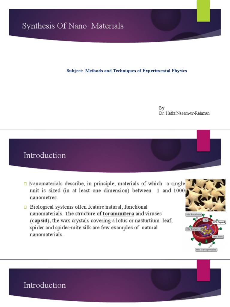 synthesis of nanomaterials | PDF | Nanomaterials | Nanoparticle