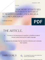 A Study of Teachers' Strategies To Develop Students' Interest Towards Learning English As A Second Language