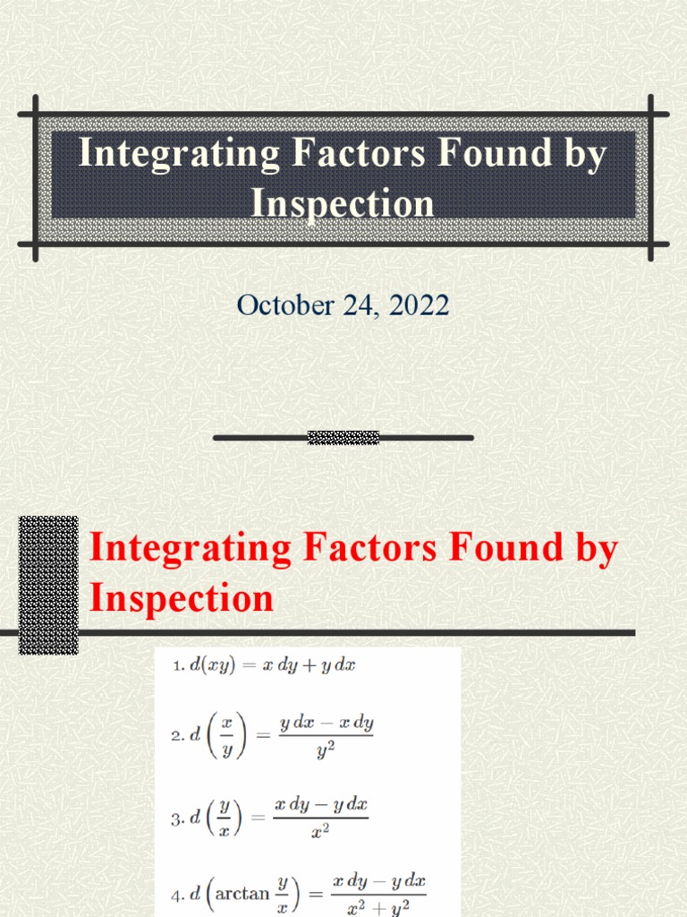 Integrating Factors Found by Inspection | PDF