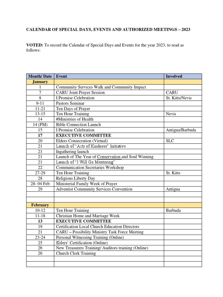 SLC Calendar of Events 2023 PDF PDF Seventh Day Adventist Church SLC Calendar of Events 2023 PDF PDF Seventh Day Adventist Church