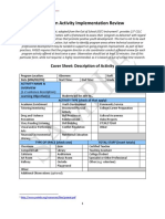 Program Activity Implementation Review: Cover Sheet: Description of Activity
