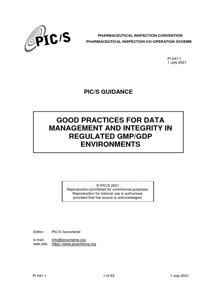 PI 041-1 Guidance On Data Integrity PDF | PDF | Verification And ...