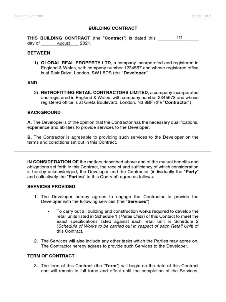 Building Contract (Executed) | PDF | Indemnity | Civil Law (Legal System)