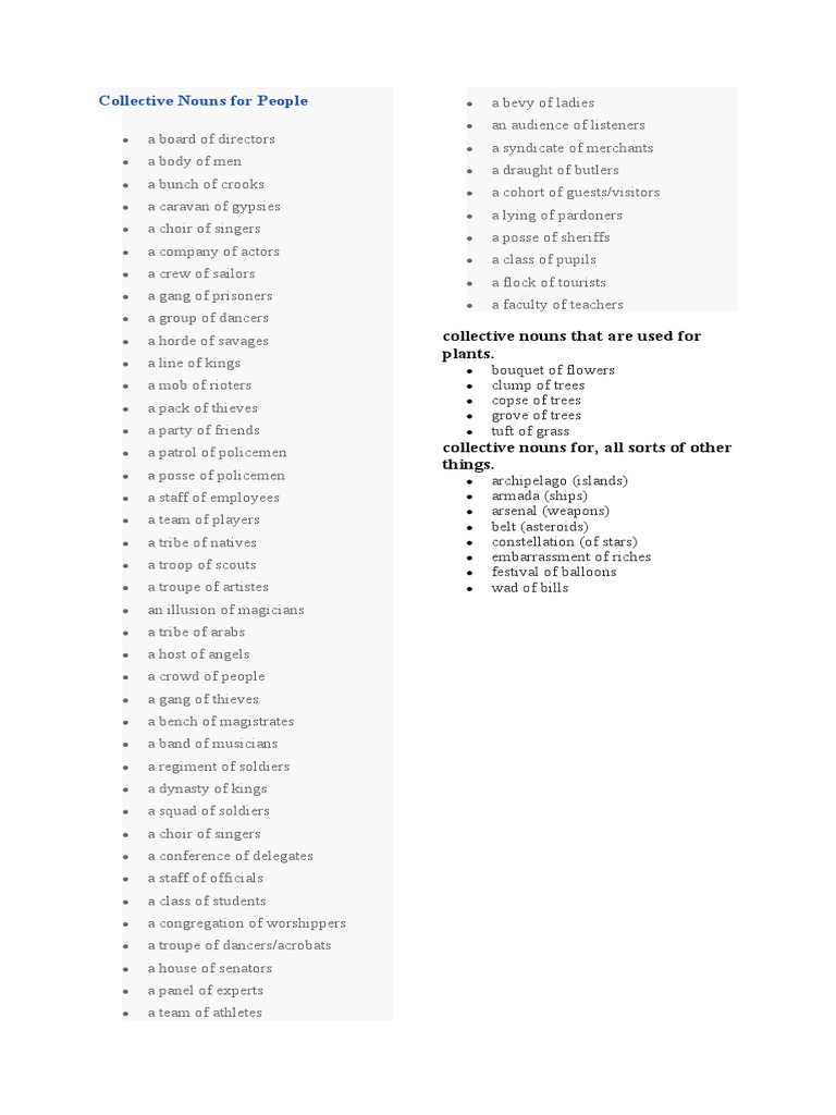 Collective Nouns For People | PDF | Art