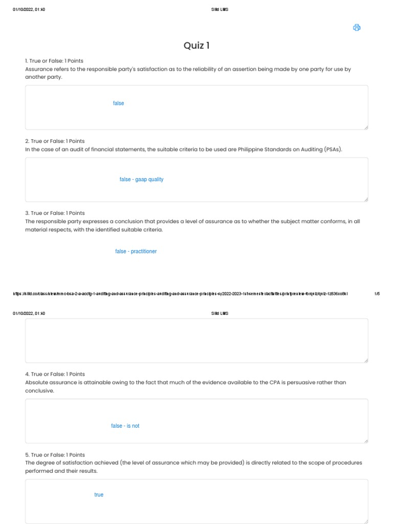 Auditing Quiz for Accounting Students | PDF | Audit | Accounting