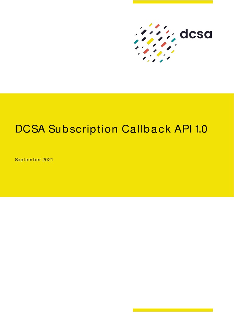 DCSA-Subscription-Callback-API 1.0 Final | PDF | Hypertext Transfer ...