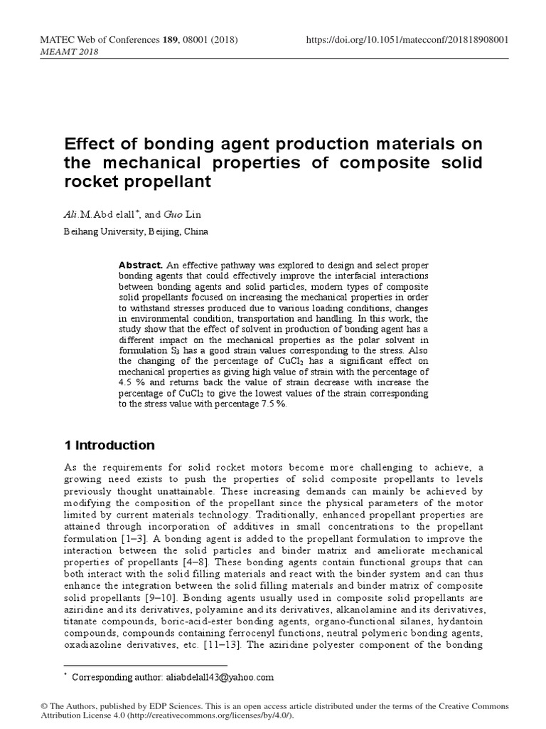 Effect of Bonding Agent Production Materials On TH PDF Solvent