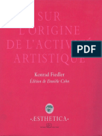 Sur L'origine de L'activité Artistique (Konrad Fiedler Danièle Cohn (Fiedler Konrad) )