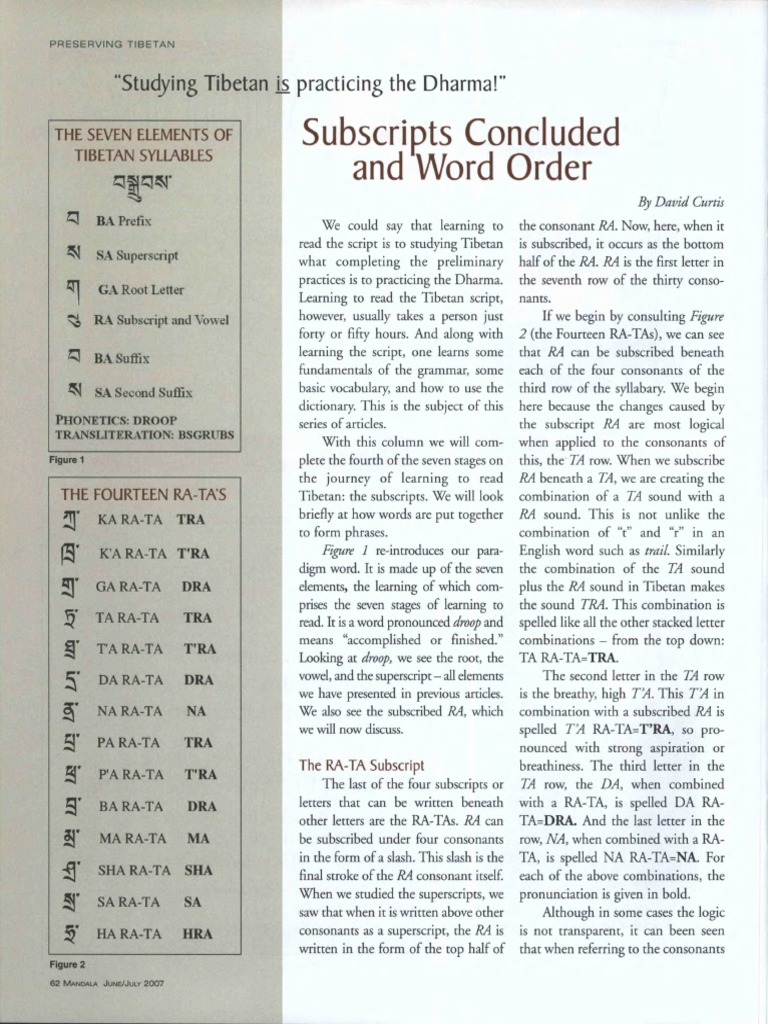 Understanding Tibetan Subscripts | PDF | Preposition And Postposition ...