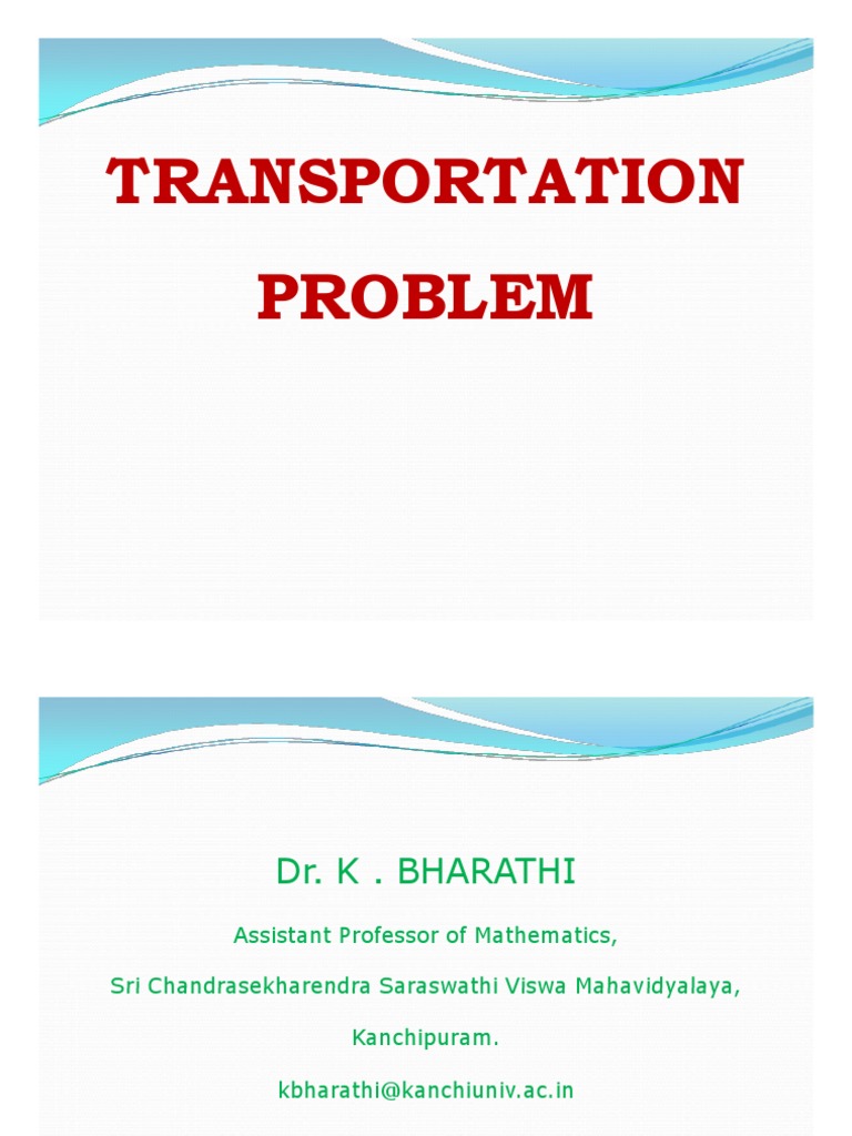 Transportationproblem PDF | PDF | Mathematical Optimization | Transport