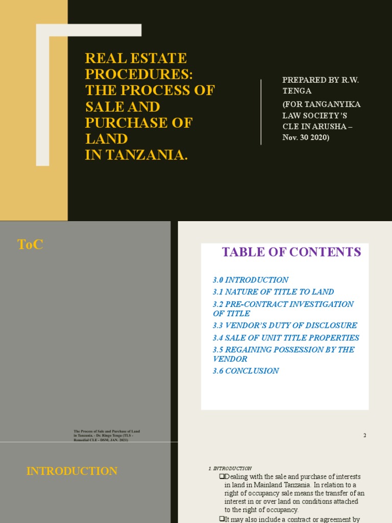 Real Estate Procedures The Process of Sale and Purchase of Land in