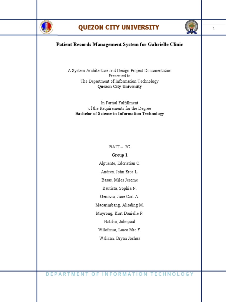 Group 1 Documentation. Patient Records Management System PDF