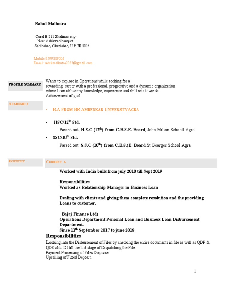 Rahul Malhotra Resume 1 | PDF | Computing