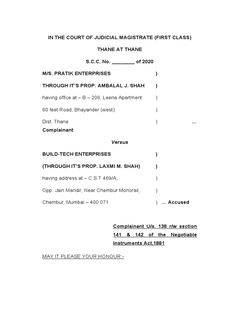 Court Case Against Builder for Unpaid Supply PDF