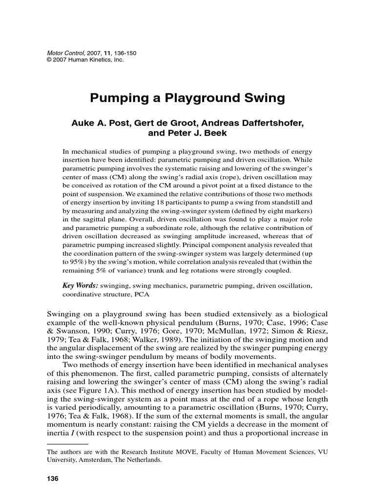 Swing Oscillation Excitation PDF Principal Component Analysis