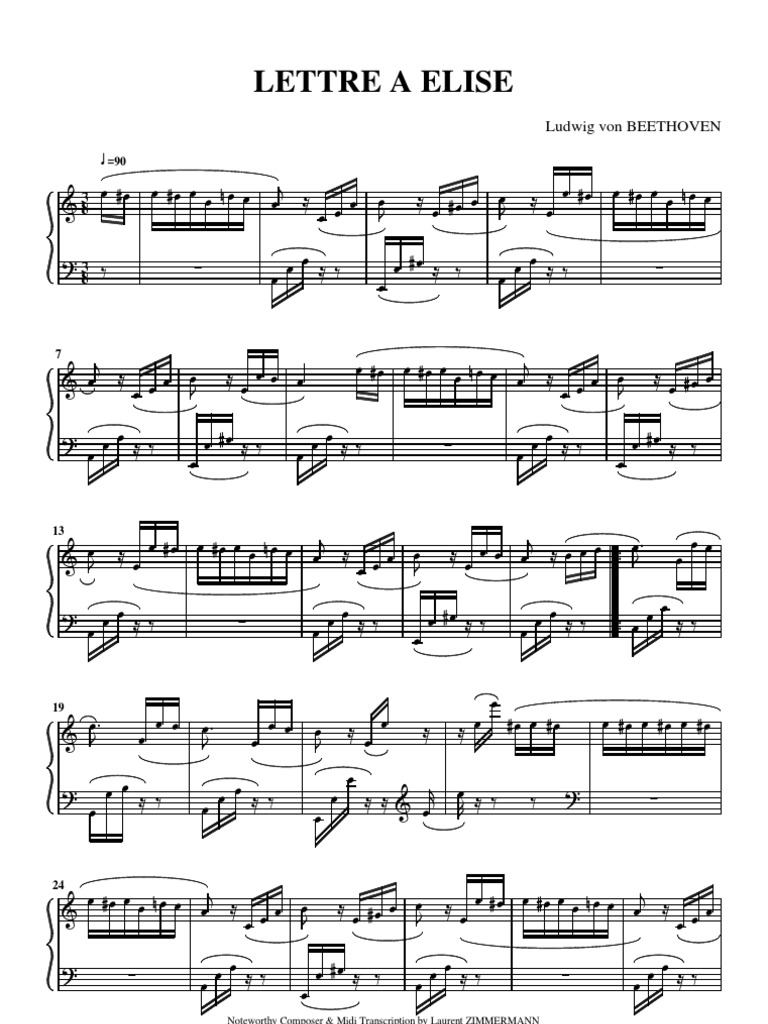 La Lettre A Elise A La Guitare Lettre à Elise | Loisirs