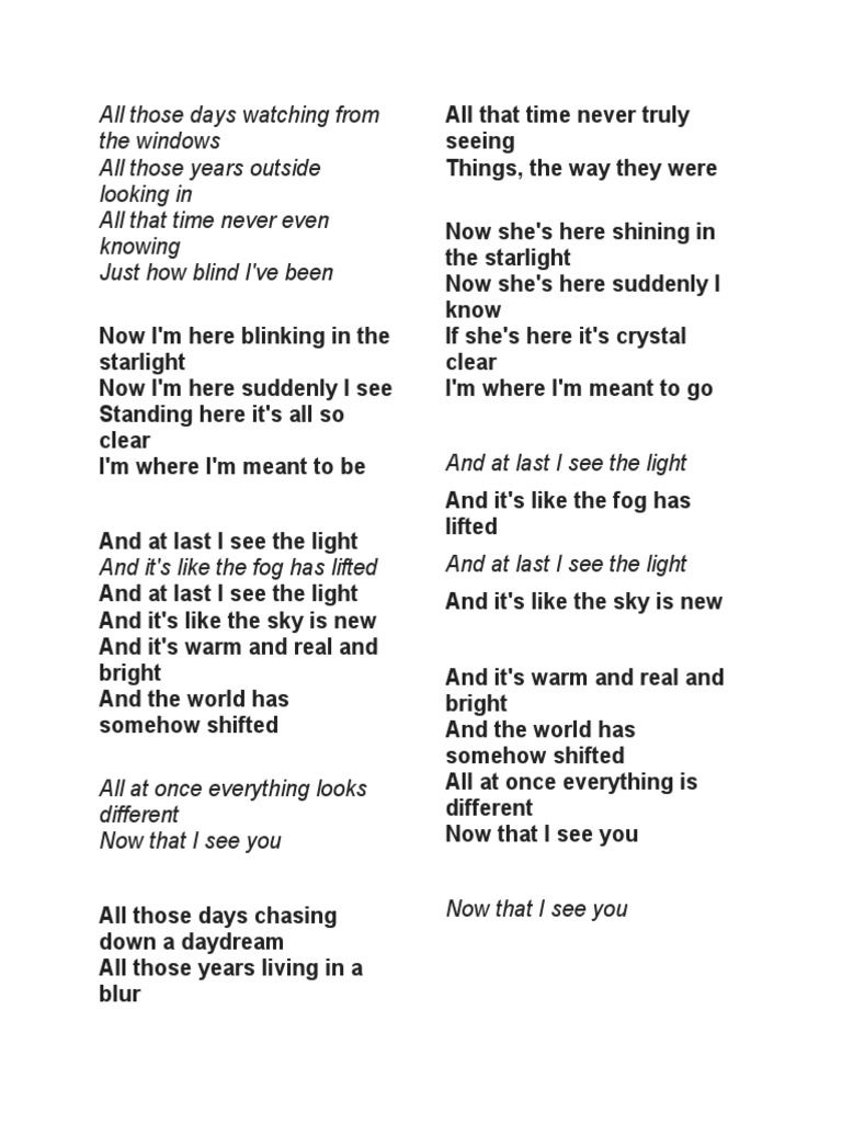 I See The Light | PDF | Poetry