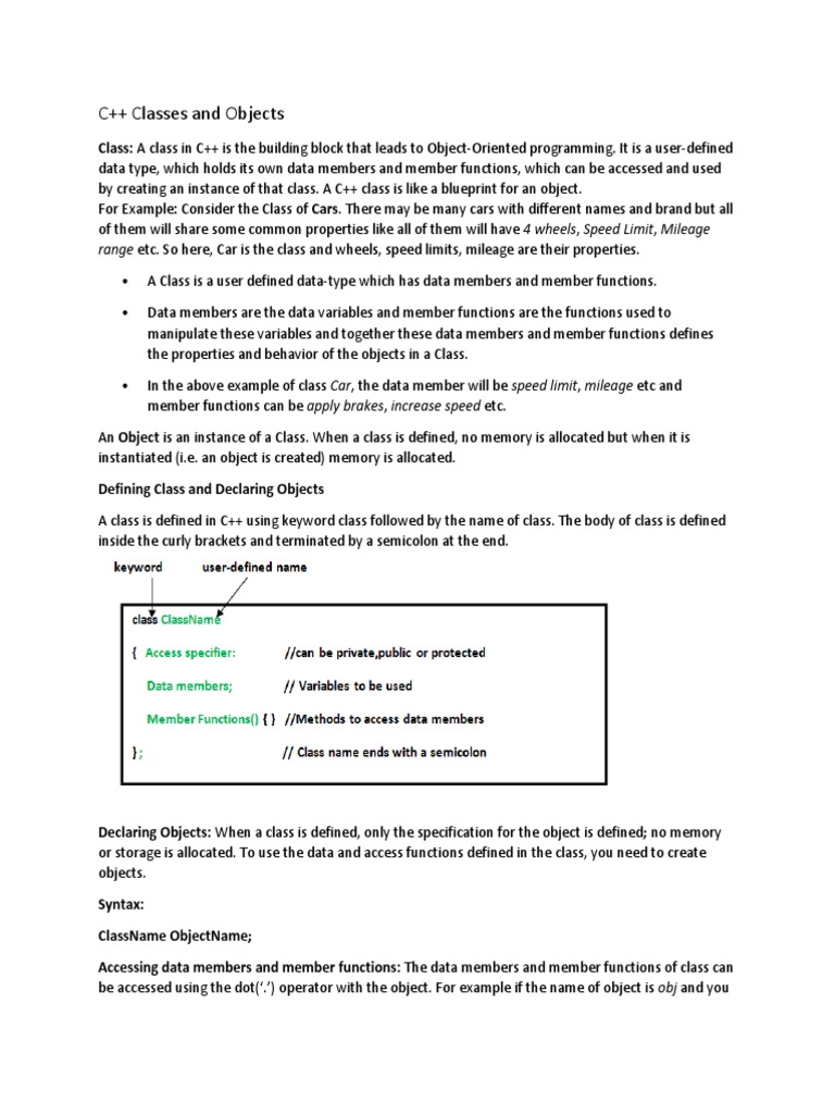 C++ Classes and Objects | PDF | Class (Computer Programming) | C++