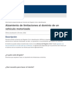 Alzamiento de Limitaciones Al Dominio de Un Vehículo Motorizado PDF