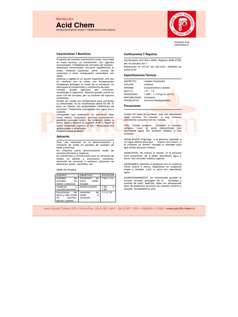 Acid Chem Pdf Corrosión Agua